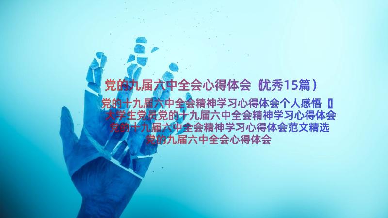 党的九届六中全会心得体会（优秀15篇）