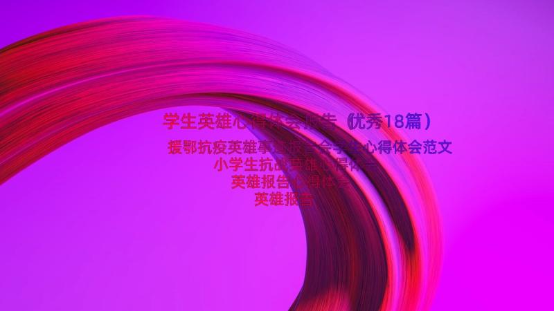 学生英雄心得体会报告（优秀18篇）