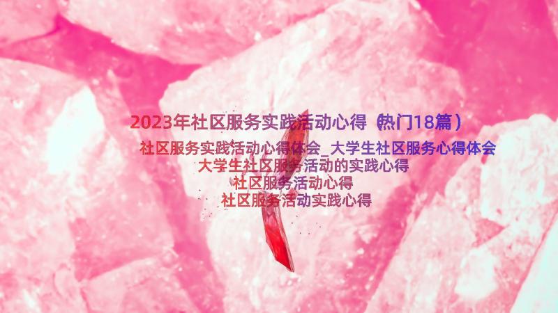 2023年社区服务实践活动心得（热门18篇）