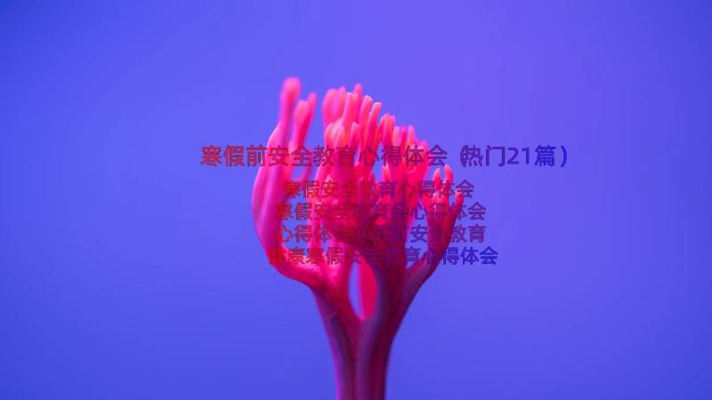 寒假前安全教育心得体会（热门21篇）