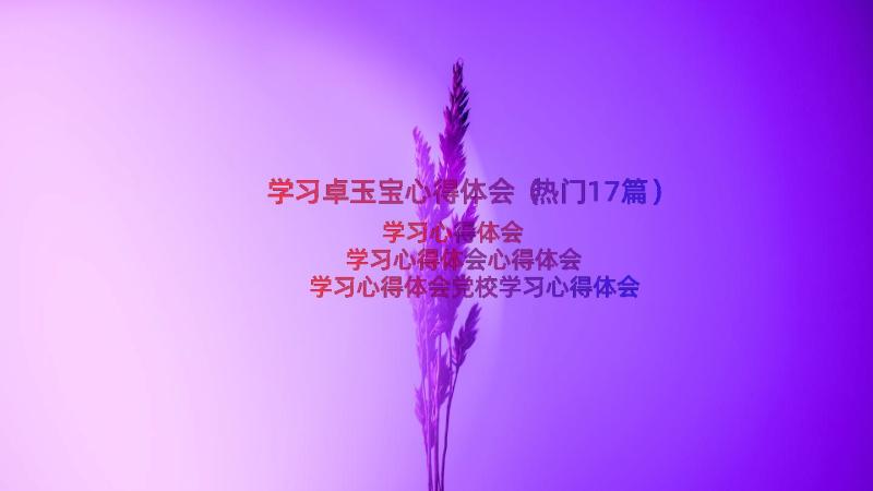 学习卓玉宝心得体会（热门17篇）