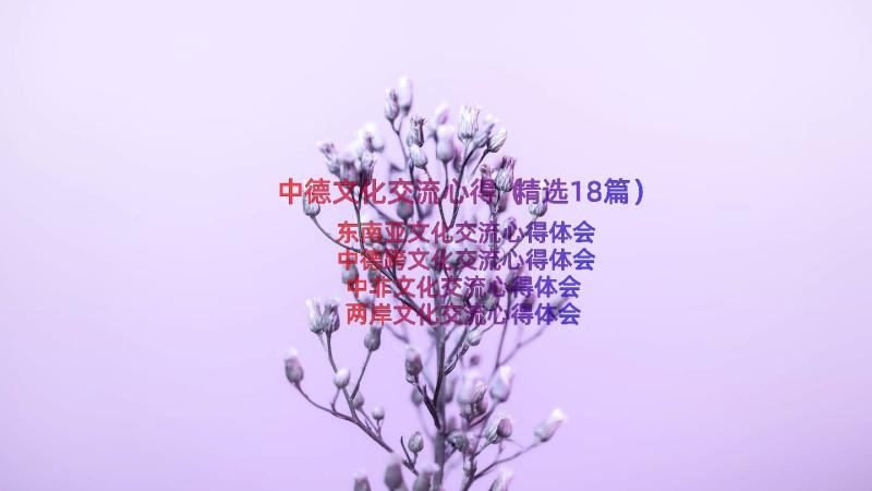 中德文化交流心得（精选18篇）