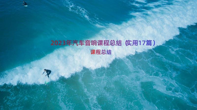 2023年汽车音响课程总结（实用17篇）