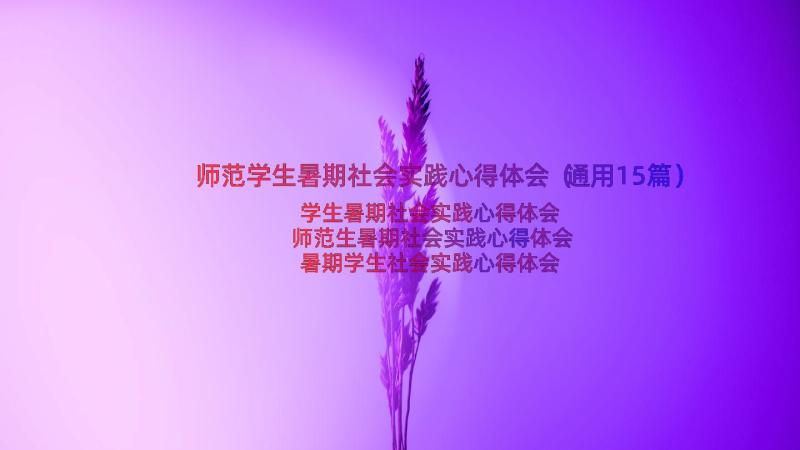 师范学生暑期社会实践心得体会（通用15篇）