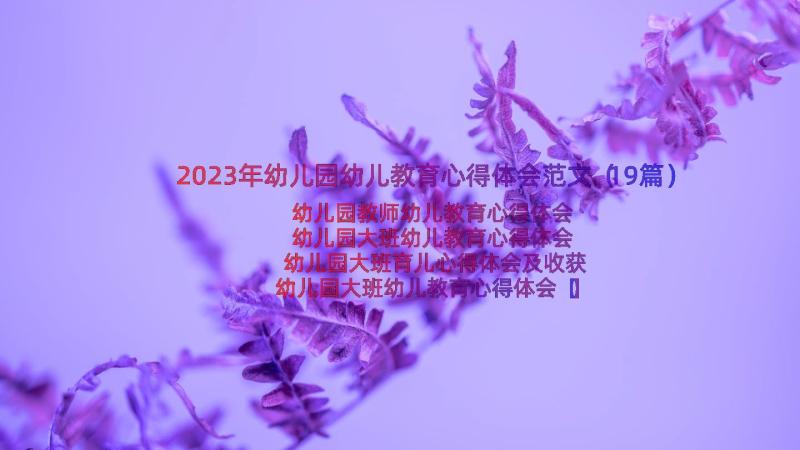 2023年幼儿园幼儿教育心得体会范文（19篇）