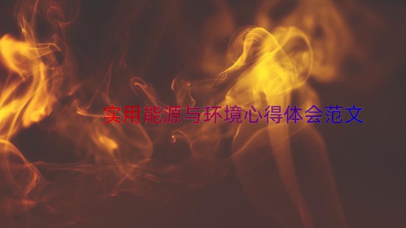 实用能源与环境心得体会范文（14篇）