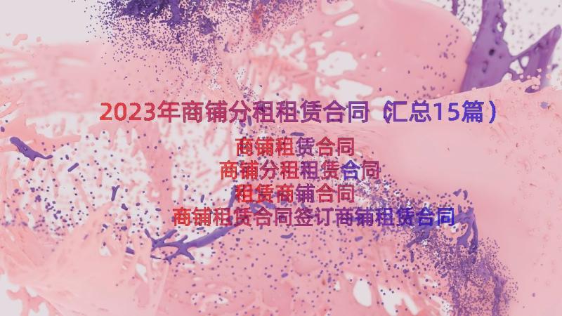 2023年商铺分租租赁合同（汇总15篇）