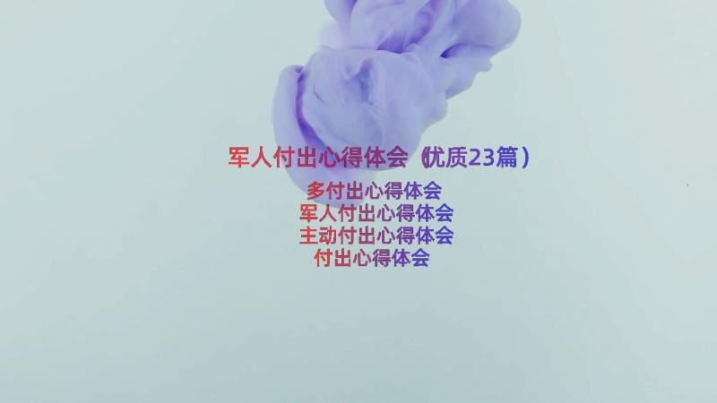 军人付出心得体会（优质23篇）