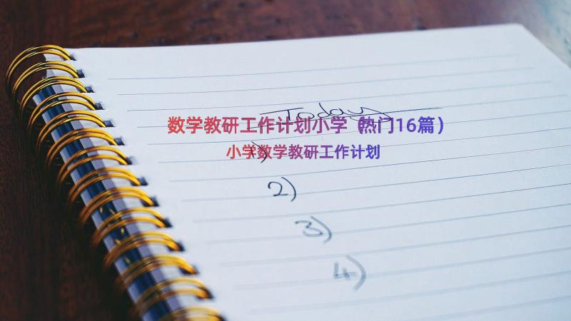 数学教研工作计划小学（热门16篇）