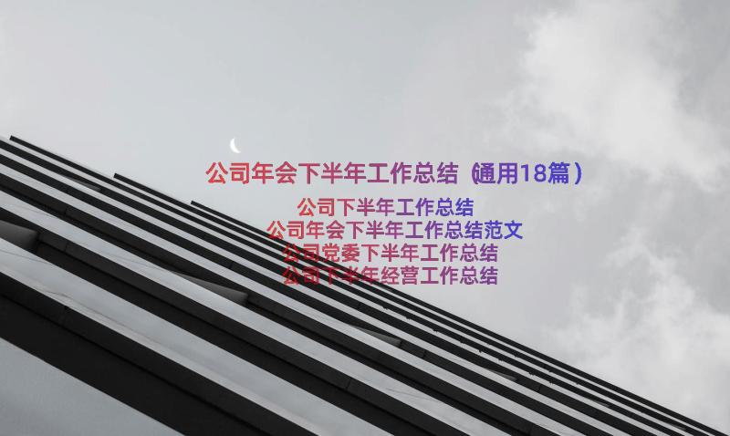 公司年会下半年工作总结（通用18篇）