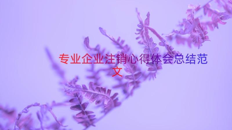 专业企业注销心得体会总结范文（14篇）