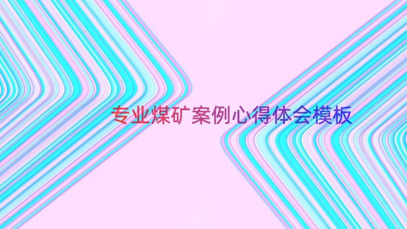 专业煤矿案例心得体会（模板14篇）