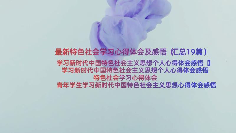 最新特色社会学习心得体会及感悟（汇总19篇）