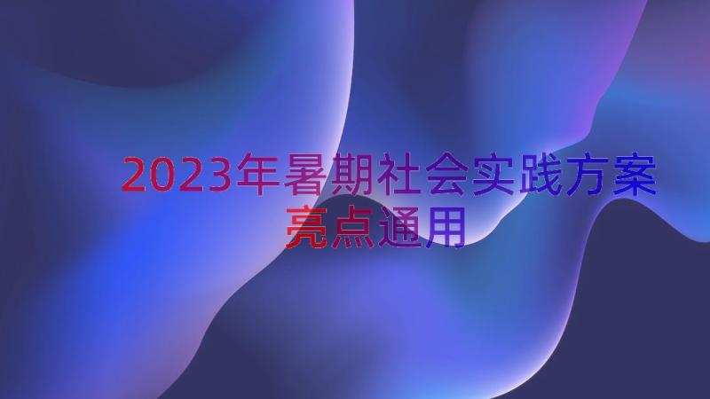 2023年暑期社会实践方案亮点（通用17篇）