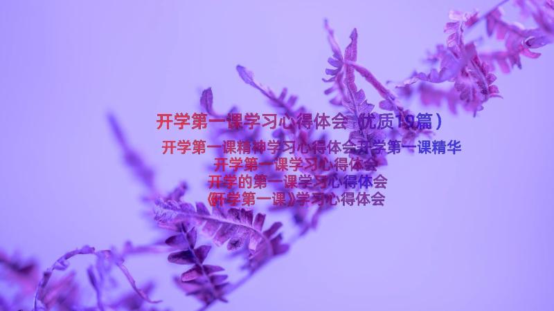 开学第一课学习心得体会（优质19篇）