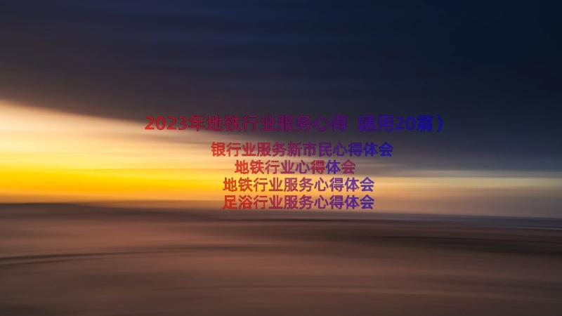 2023年地铁行业服务心得（通用20篇）