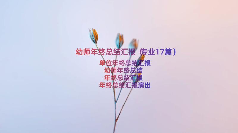 幼师年终总结汇报（专业17篇）