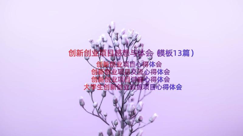 创新创业项目感想与体会（模板13篇）