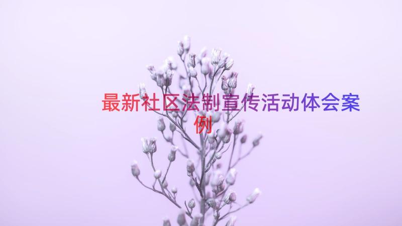 最新社区法制宣传活动体会（案例15篇）