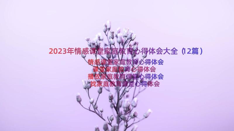 2023年情感课堂家庭教育心得体会大全（12篇）