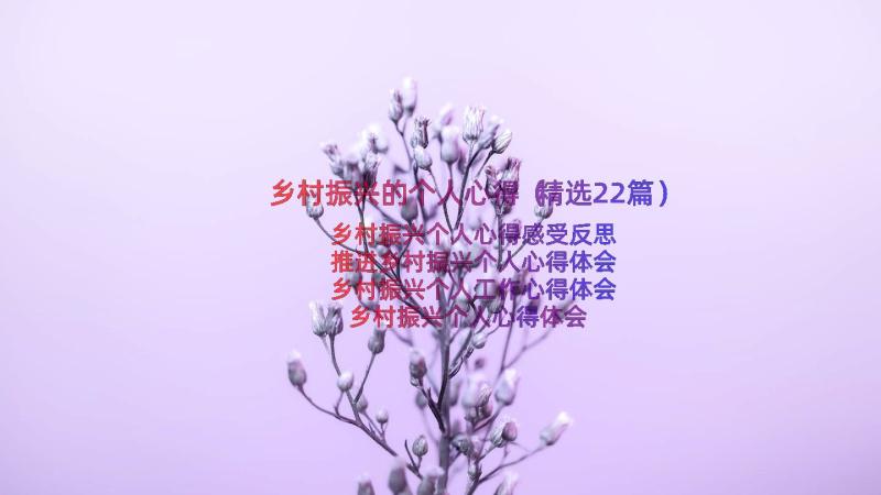 乡村振兴的个人心得（精选22篇）