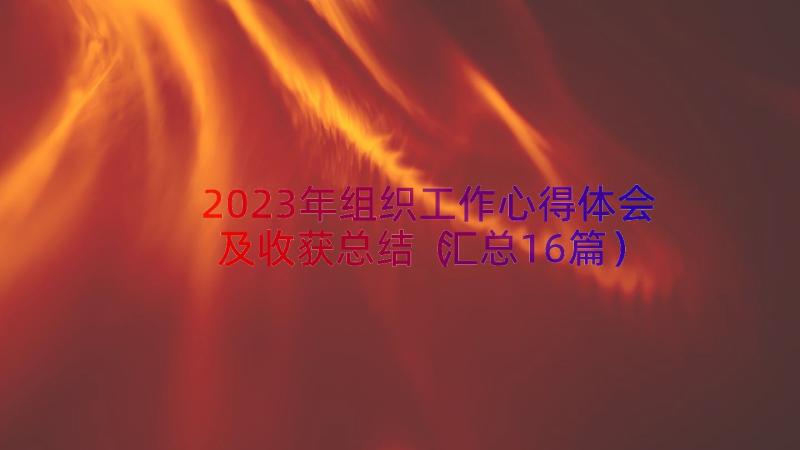 2023年组织工作心得体会及收获总结（汇总16篇）