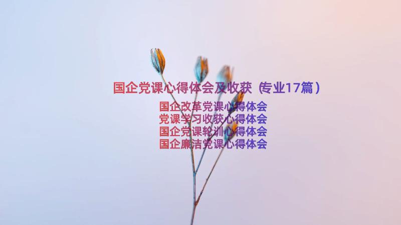 国企党课心得体会及收获（专业17篇）