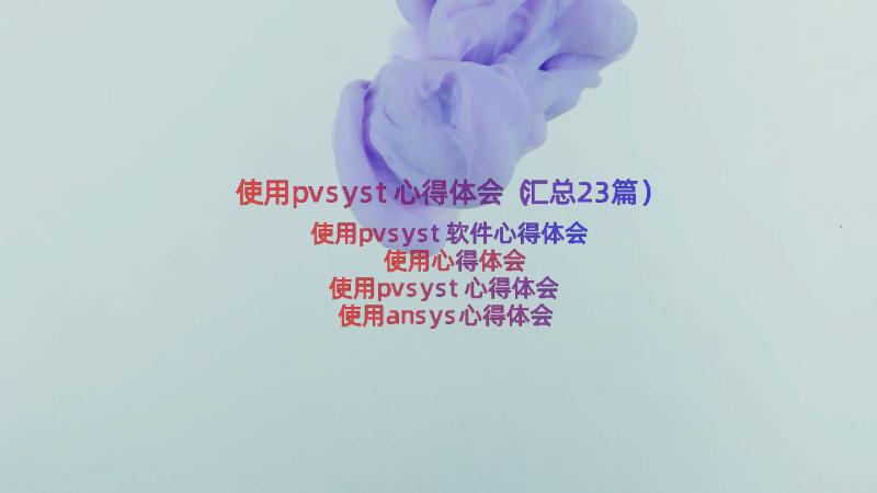 使用pvsyst心得体会（汇总23篇）