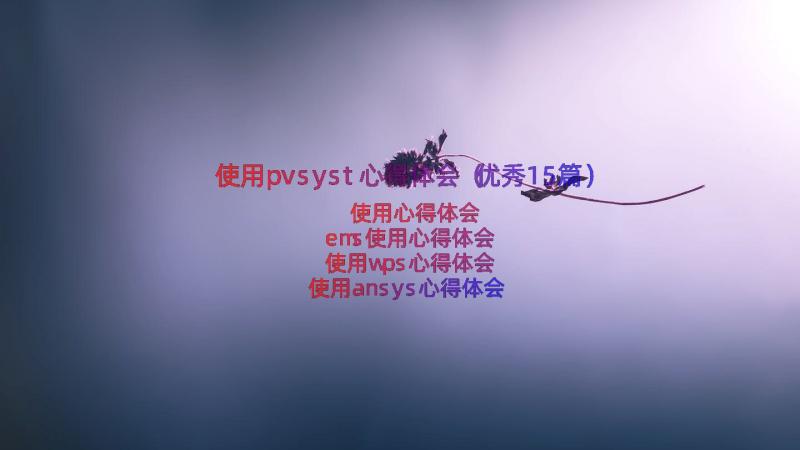 使用pvsyst心得体会（优秀15篇）