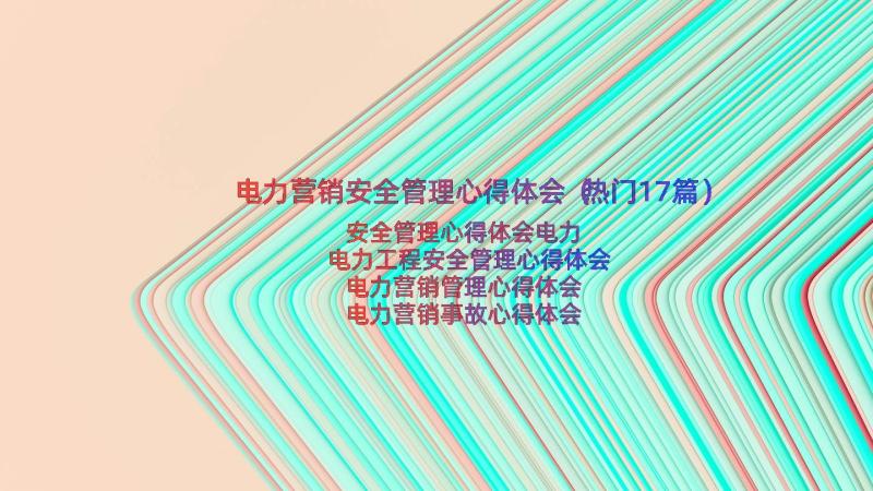 电力营销安全管理心得体会（热门17篇）