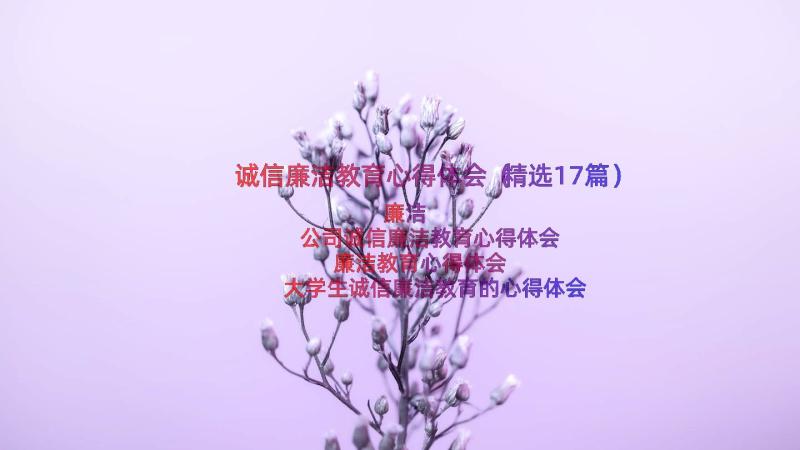 诚信廉洁教育心得体会（精选17篇）