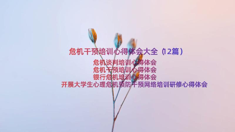 危机干预培训心得体会大全（12篇）