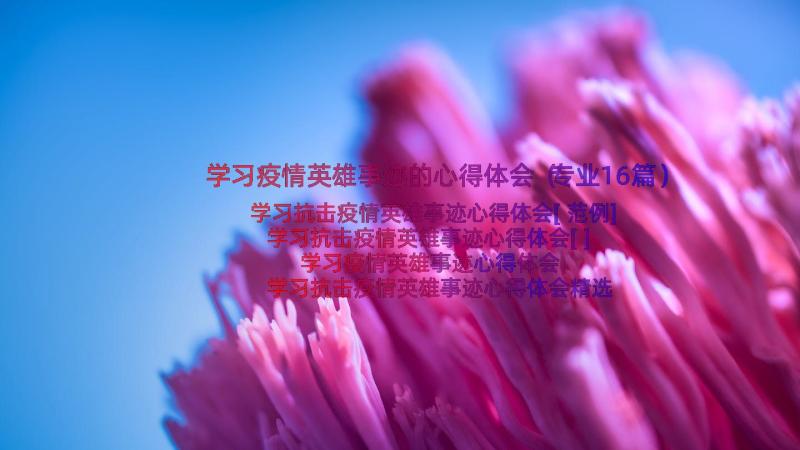 学习疫情英雄事迹的心得体会（专业16篇）