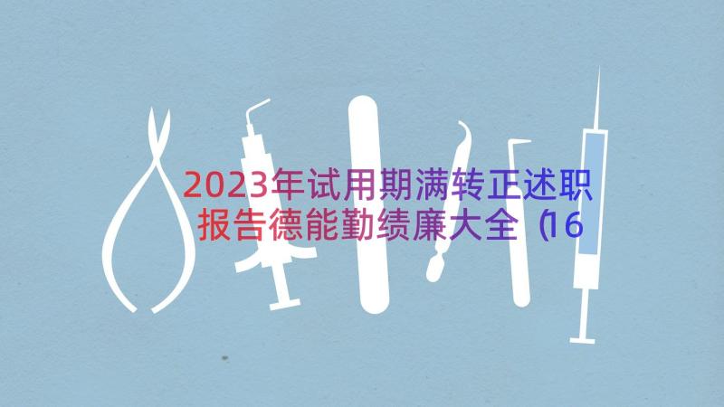 2023年试用期满转正述职报告德能勤绩廉大全（16篇）