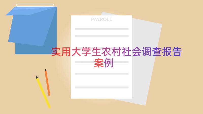 实用大学生农村社会调查报告（案例13篇）