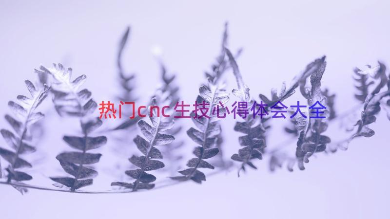 热门cnc生技心得体会大全（16篇）