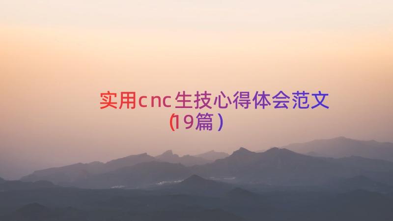 实用cnc生技心得体会范文（19篇）