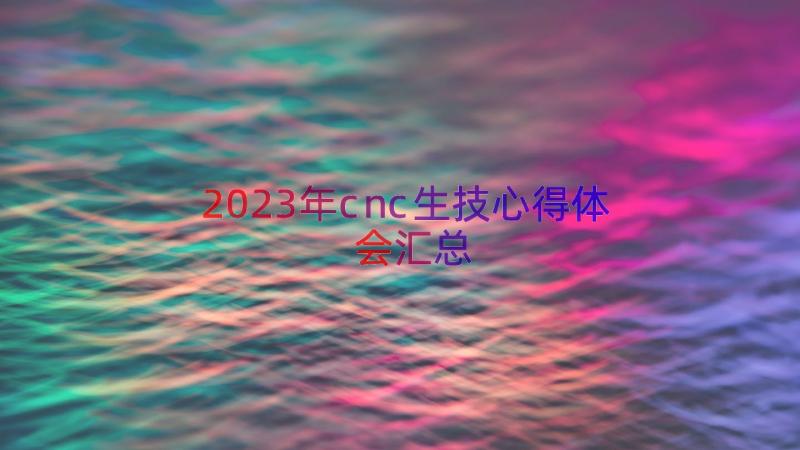 2023年cnc生技心得体会（汇总15篇）