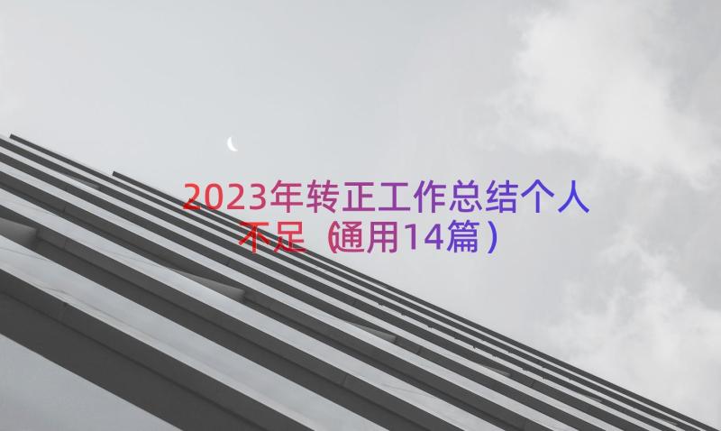 2023年转正工作总结个人不足（通用14篇）