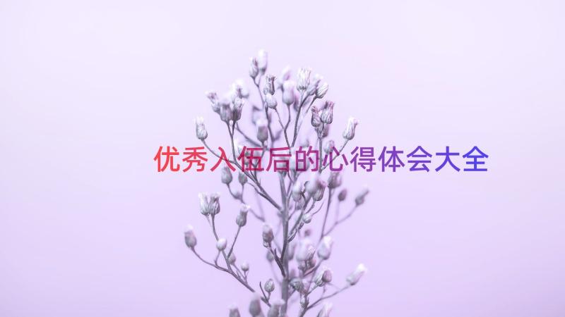 优秀入伍后的心得体会大全（14篇）