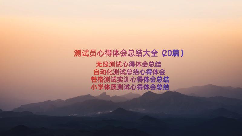 测试员心得体会总结大全（20篇）