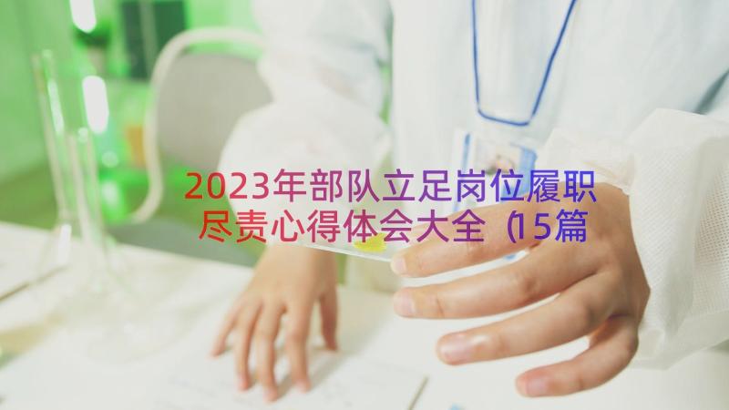 2023年部队立足岗位履职尽责心得体会大全（15篇）