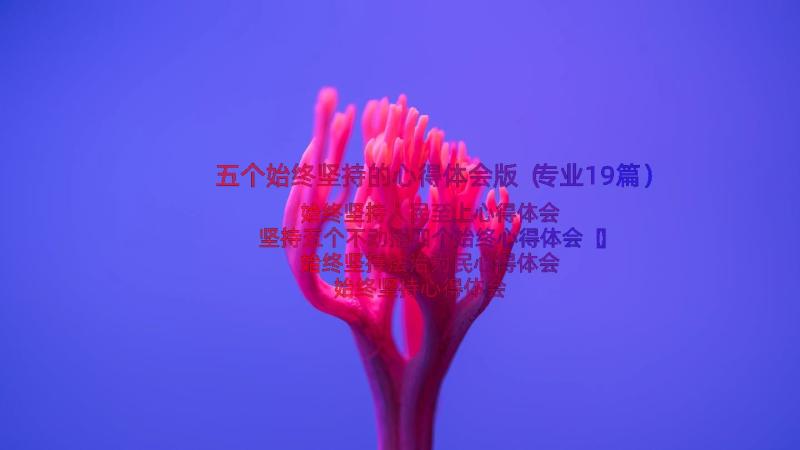 五个始终坚持的心得体会版（专业19篇）