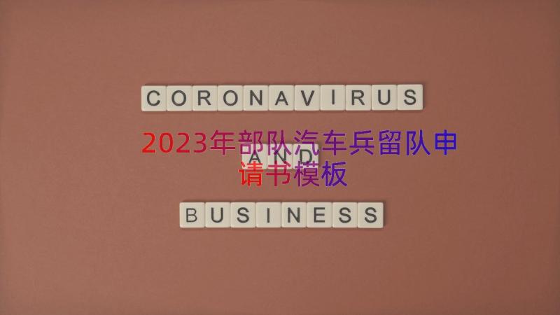 2023年部队汽车兵留队申请书（模板14篇）