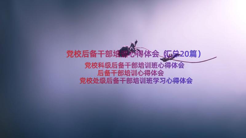 党校后备干部培训心得体会（汇总20篇）