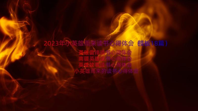 2023年小英雄雨来读书心得体会（模板18篇）