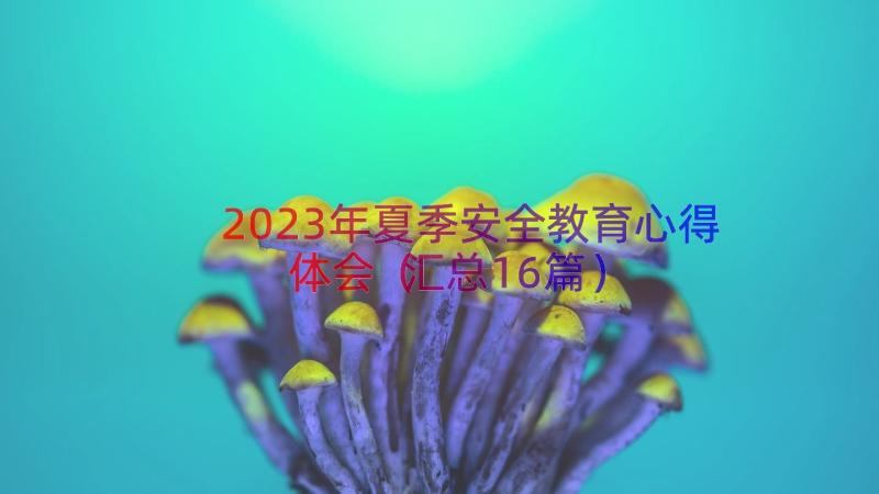 2023年夏季安全教育心得体会（汇总16篇）