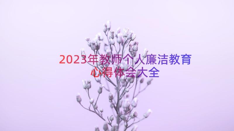 2023年教师个人廉洁教育心得体会大全（20篇）