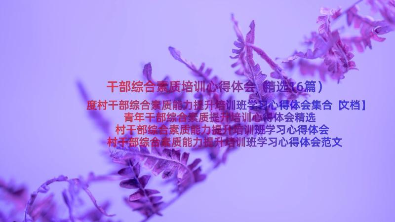 干部综合素质培训心得体会（精选16篇）