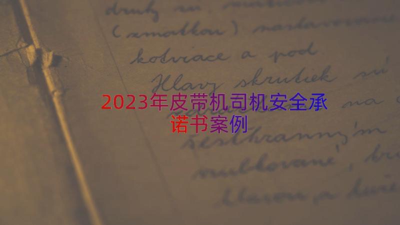 2023年皮带机司机安全承诺书（案例15篇）